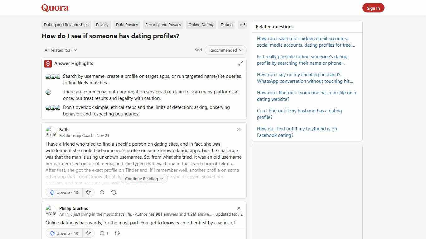 How to see if someone has dating profiles - Quora
